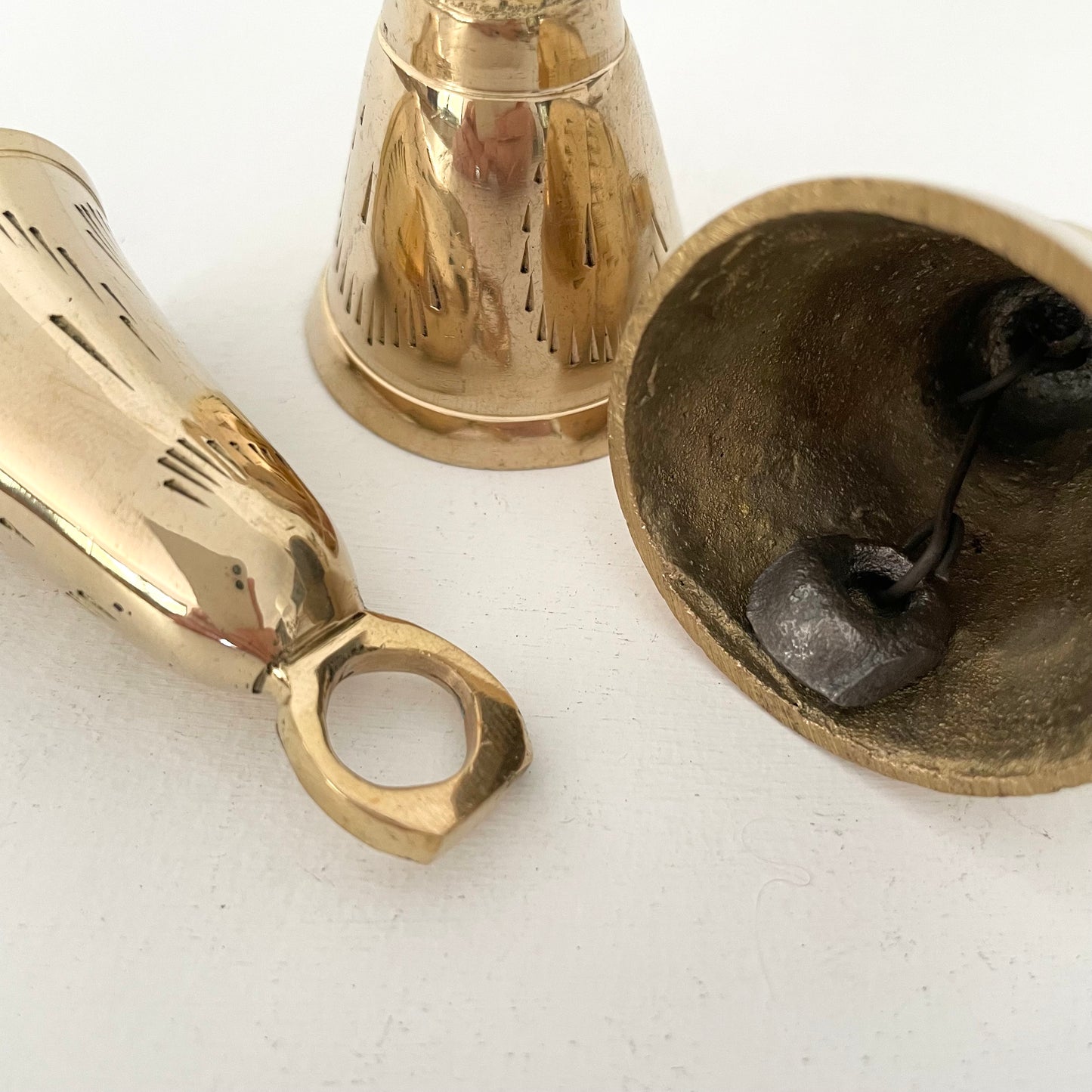 2 3/4" brass flared and tulip collector bells w/ metal striker