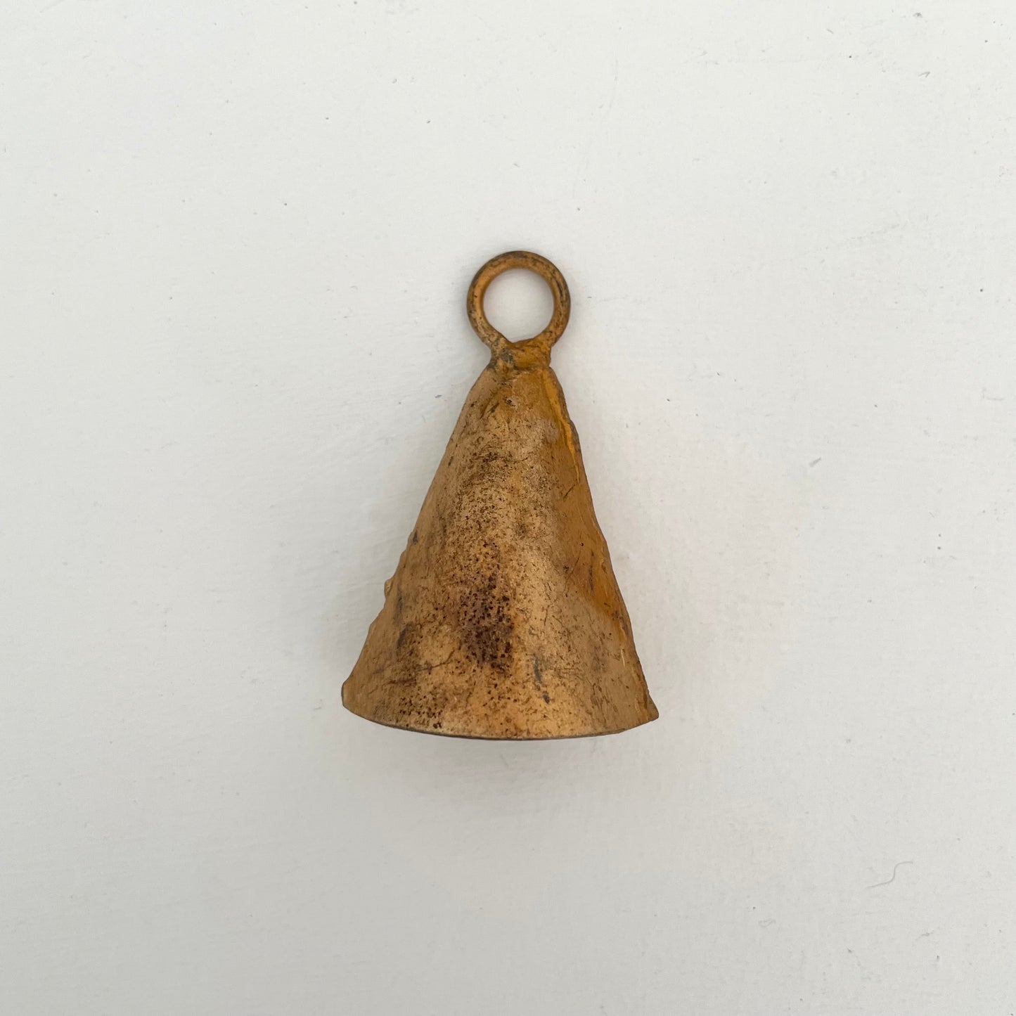 arch cone shaped tin bell with brass finish and metal striker handmade in India