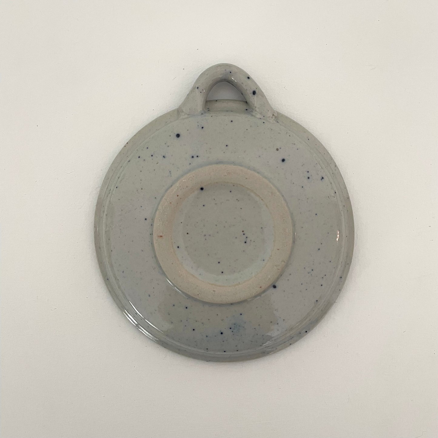 5 inch diameter heavy blue speckled handmade Japanese ceramic pottery vegetable garlic ginger grater