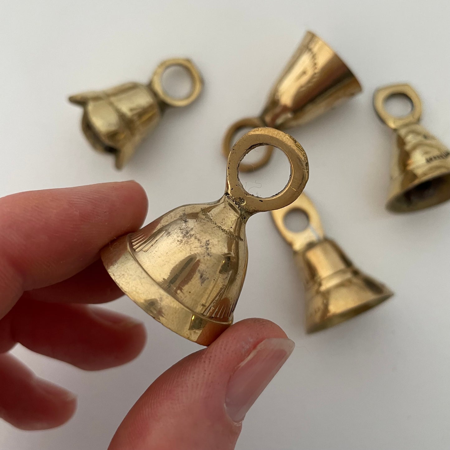 closeup of brass flared bells
