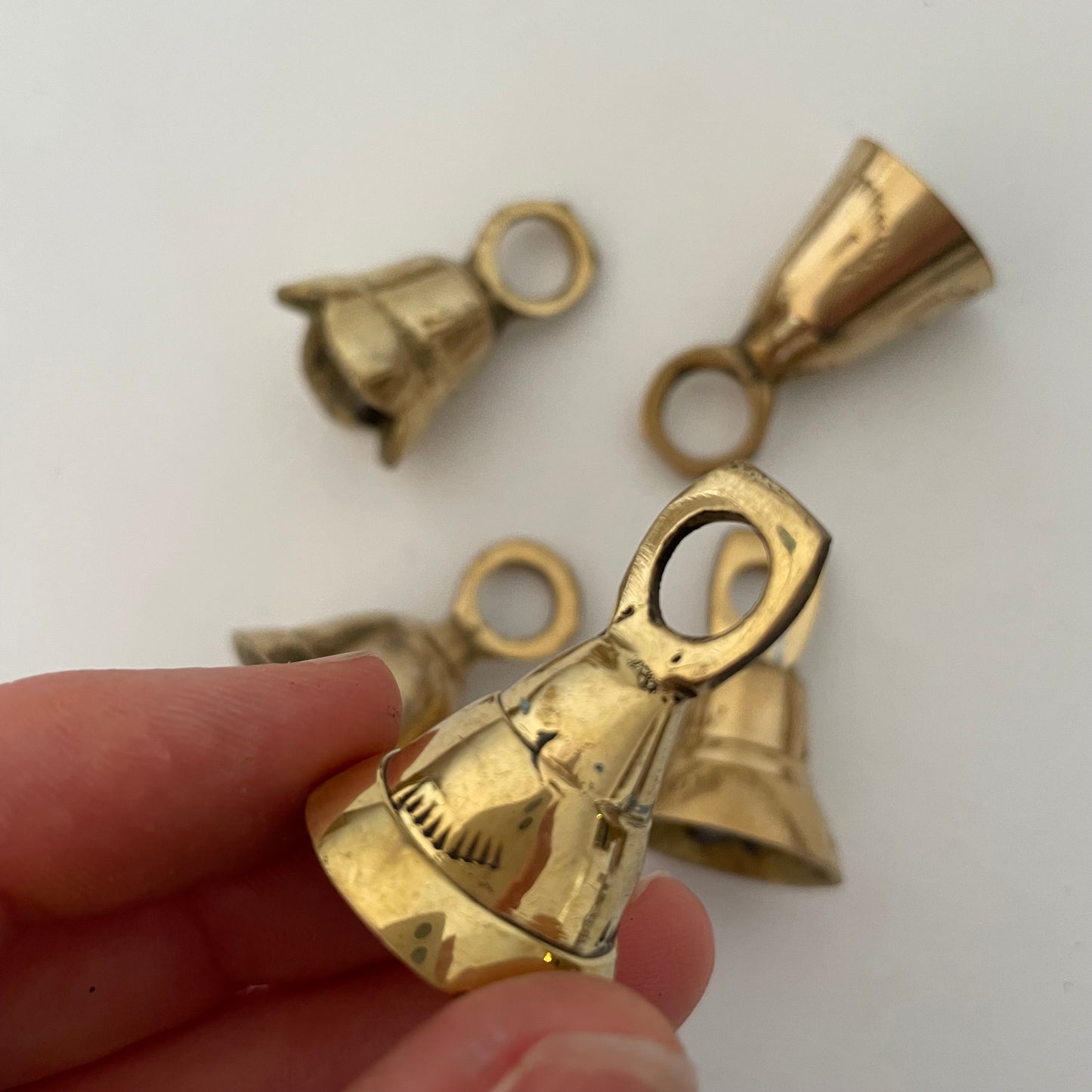 closeup of brass flared bells