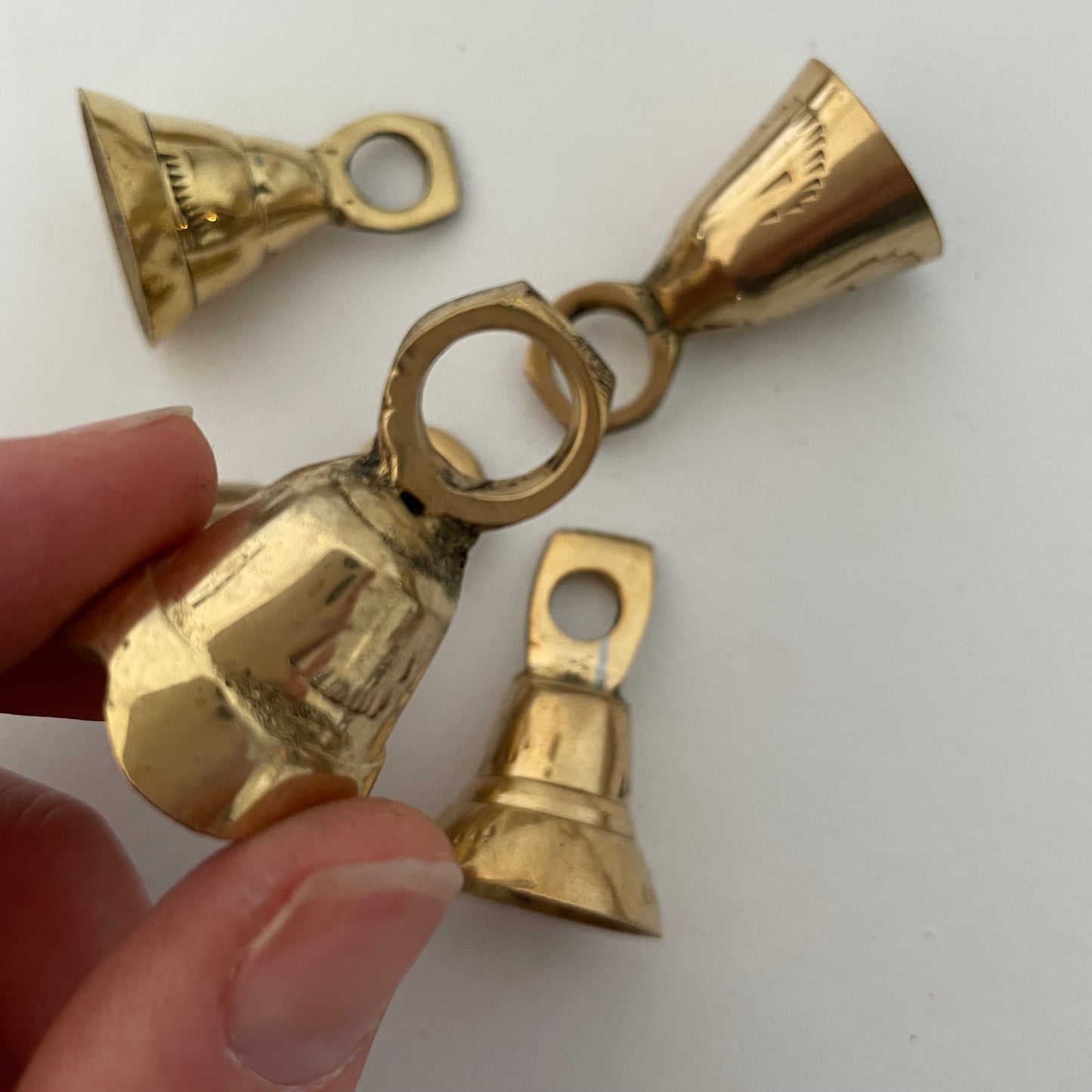 closeup of brass flared bells