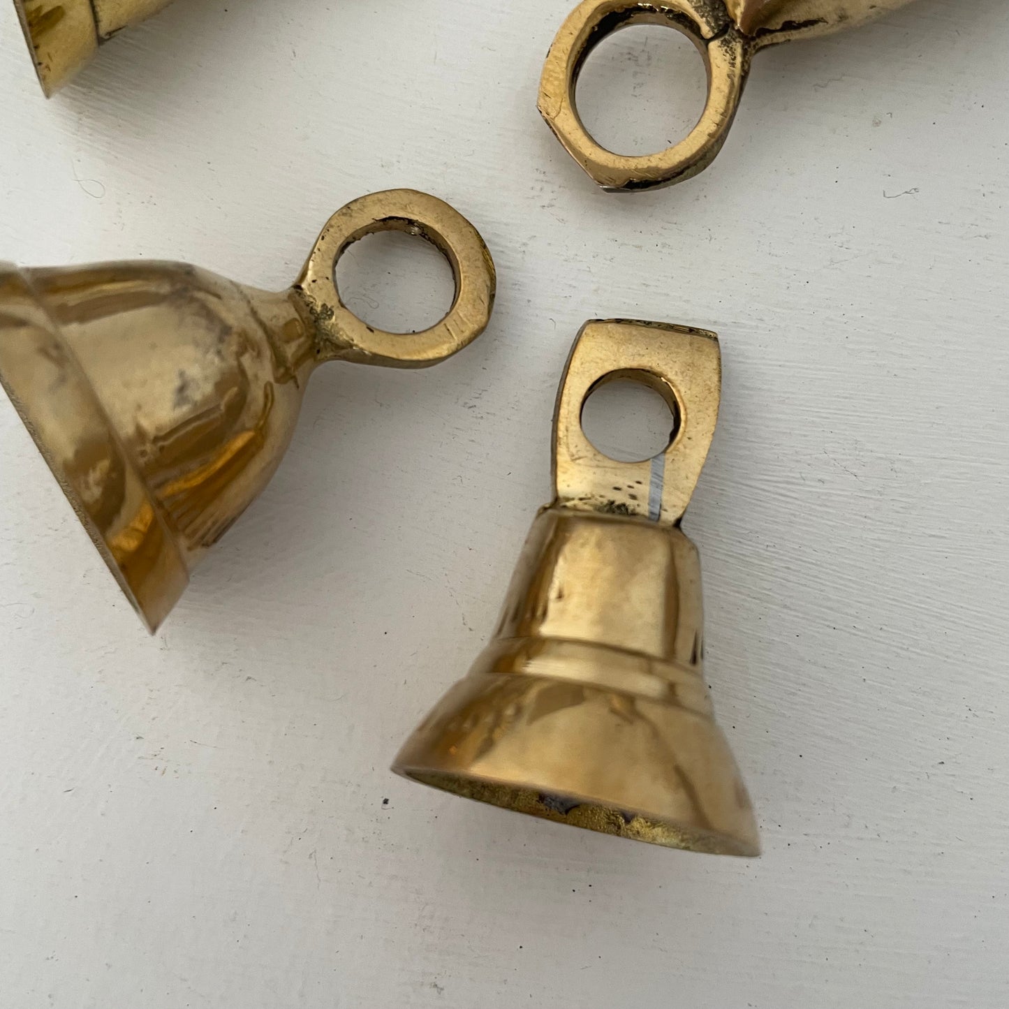 closeup of brass flared bells
