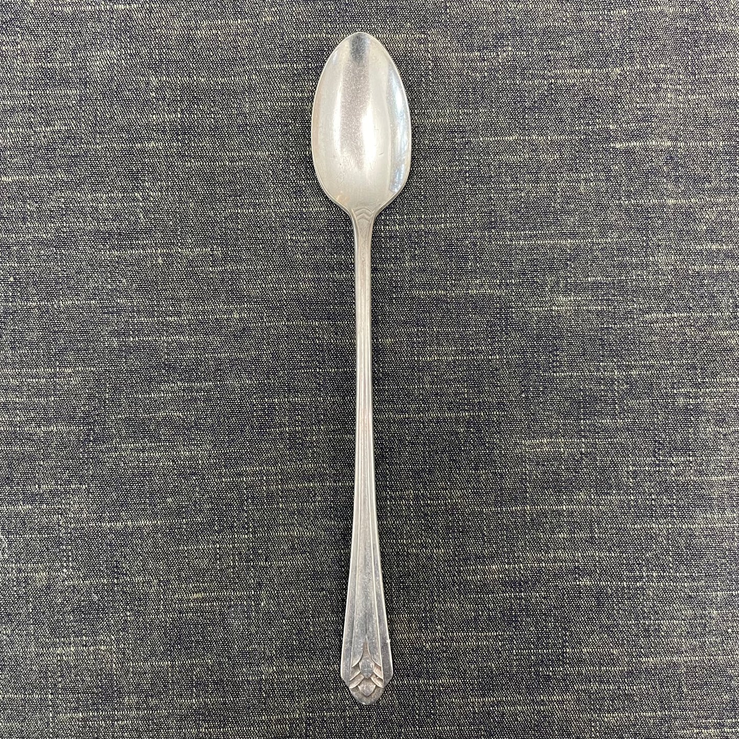 antique silver long handled teaspoon for serving jam or prop photography
