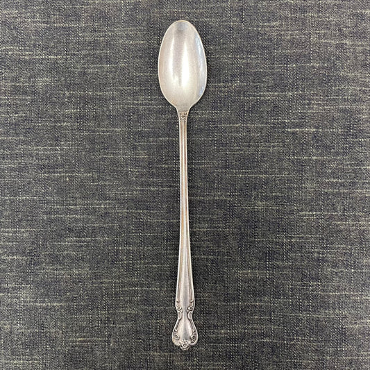 antique silver long handled teaspoon for serving jam or prop photography