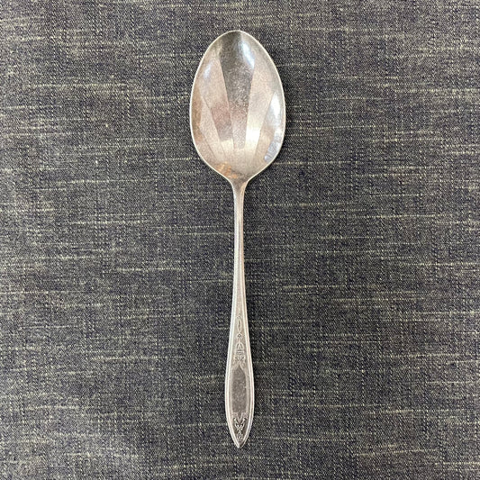 antique silver small serving spoon for serving or prop photography