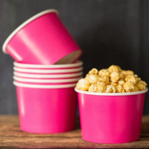 16 ounce solid hot pink paper ice cream cups party supplies