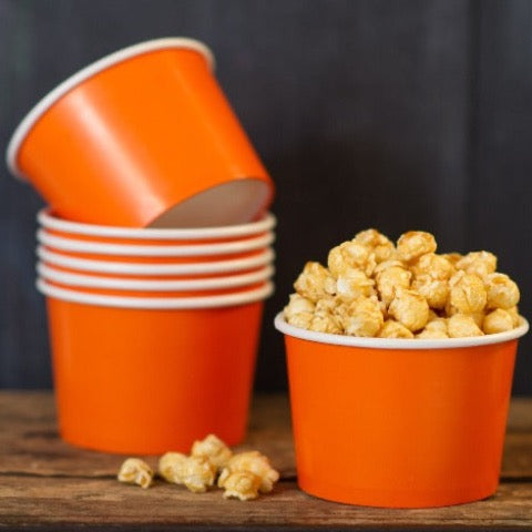 16 ounce solid orange paper ice cream cups party supplies