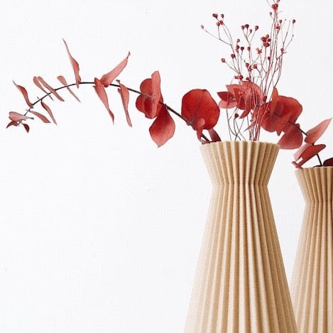 Minimum Design 3D printed modern geometric origami pleated fluted vase from France
