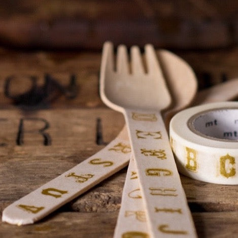 gold vintage alphabet print MT Brand Japanese washi tape roll