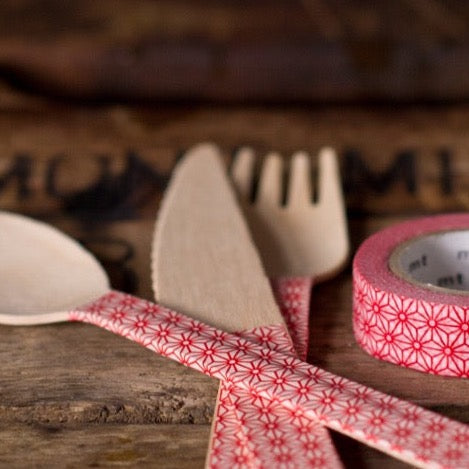 red and white flower printed Japanese washi tape roll MT Brand