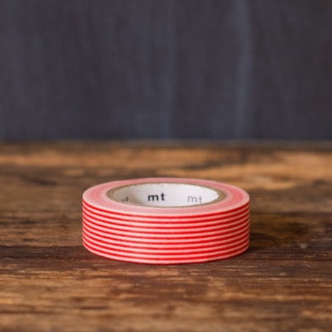 red and white striped MT Brand Japanese washi tape roll