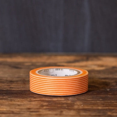 orange and white striped MT Brand Japanese washi tape roll