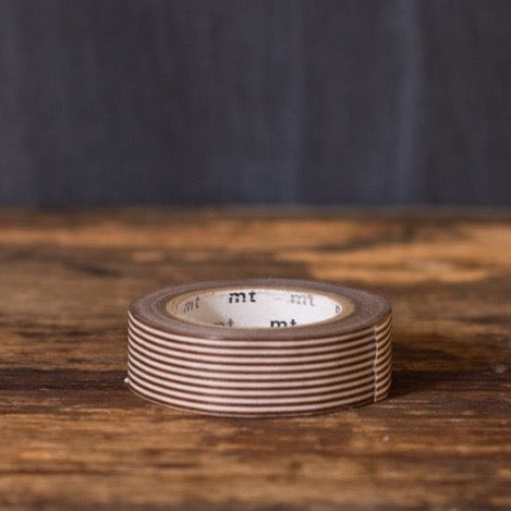 brown and white striped MT Brand Japanese washi tape roll