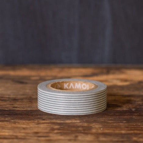 grey and white striped MT Brand Japanese washi tape roll