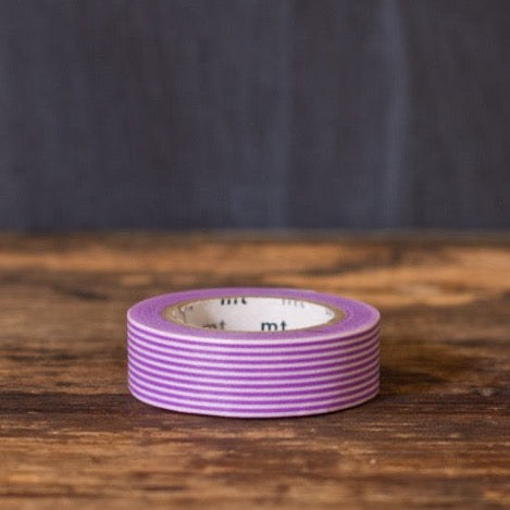 purple and white striped MT Brand Japanese washi tape roll
