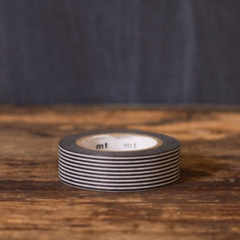 black and white striped MT Brand Japanese washi tape roll