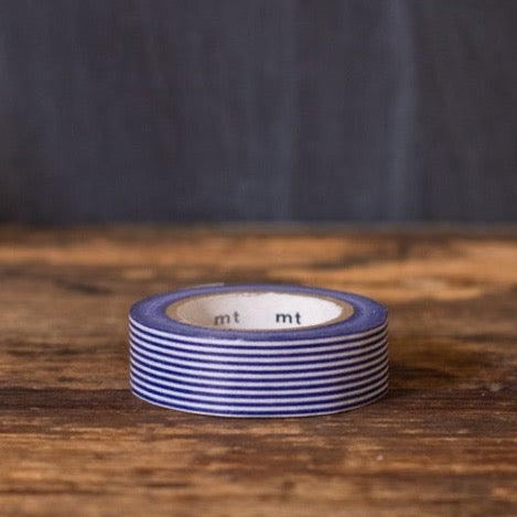 navy blue and white striped MT Brand Japanese washi tape roll