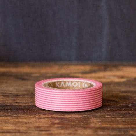 hot pink and white striped MT Brand Japanese washi tape roll