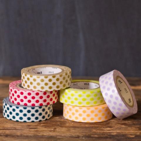 polka dot patterned masking tape rolls from MT Brand