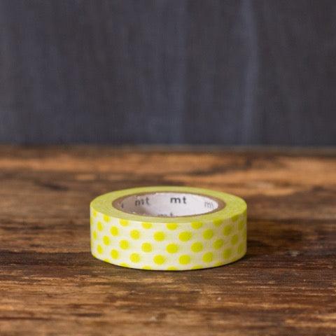 lime green and white polka dot patterned masking tape rolls from MT Brand