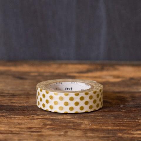 metallic gold and white polka dot patterned masking tape rolls from MT Brand