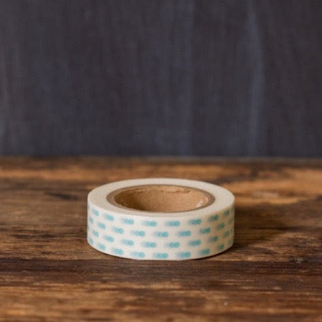 turquoise and white polka dot printed MT Brand Japanese washi tape roll