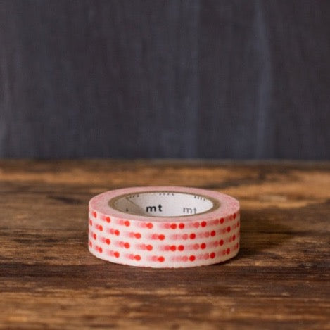 red and white polka dot printed MT Brand Japanese washi tape roll