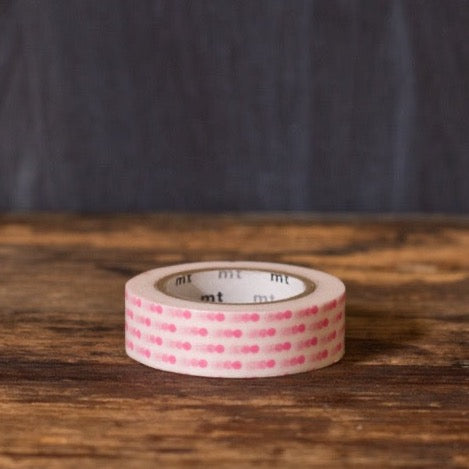pink and white polka dot printed MT Brand Japanese washi tape roll