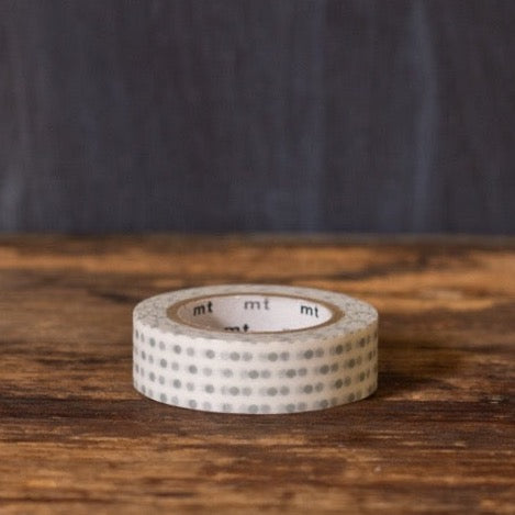 grey and white polka dot printed MT Brand Japanese washi tape roll