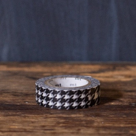 black and white houndstooth print MT Brand Japanese washi tape roll