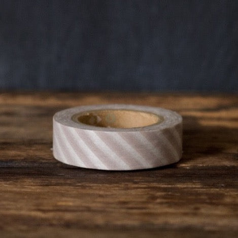 tan and white wide airmail stripe MT Brand Japanese washi masking tape roll