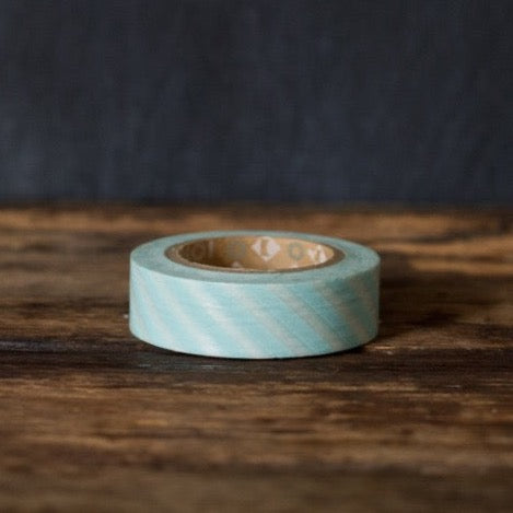 turquoise and white wide airmail stripe MT Brand Japanese washi masking tape roll