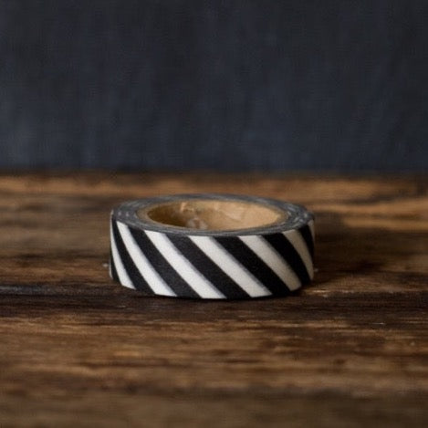 black and white wide airmail stripe MT Brand Japanese washi masking tape roll