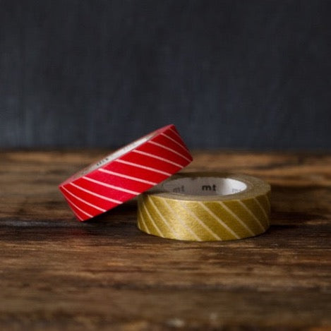 red and gold Christmas airmail stripe patterned MT Brand Japanese washi tape rolls