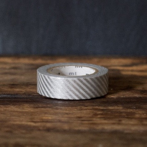 silver metallic thin stripe airmail patterned MT Brand Japanese washi masking tape roll