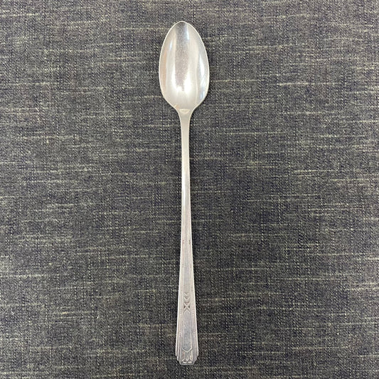 antique silver long handled teaspoon for serving jam or prop photography