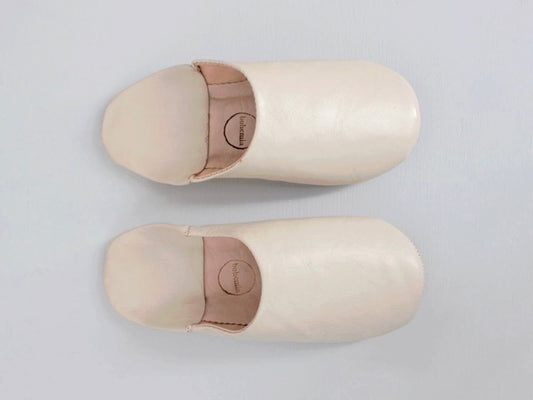 chalk off-white cream moroccan leather handmade babouche slippers