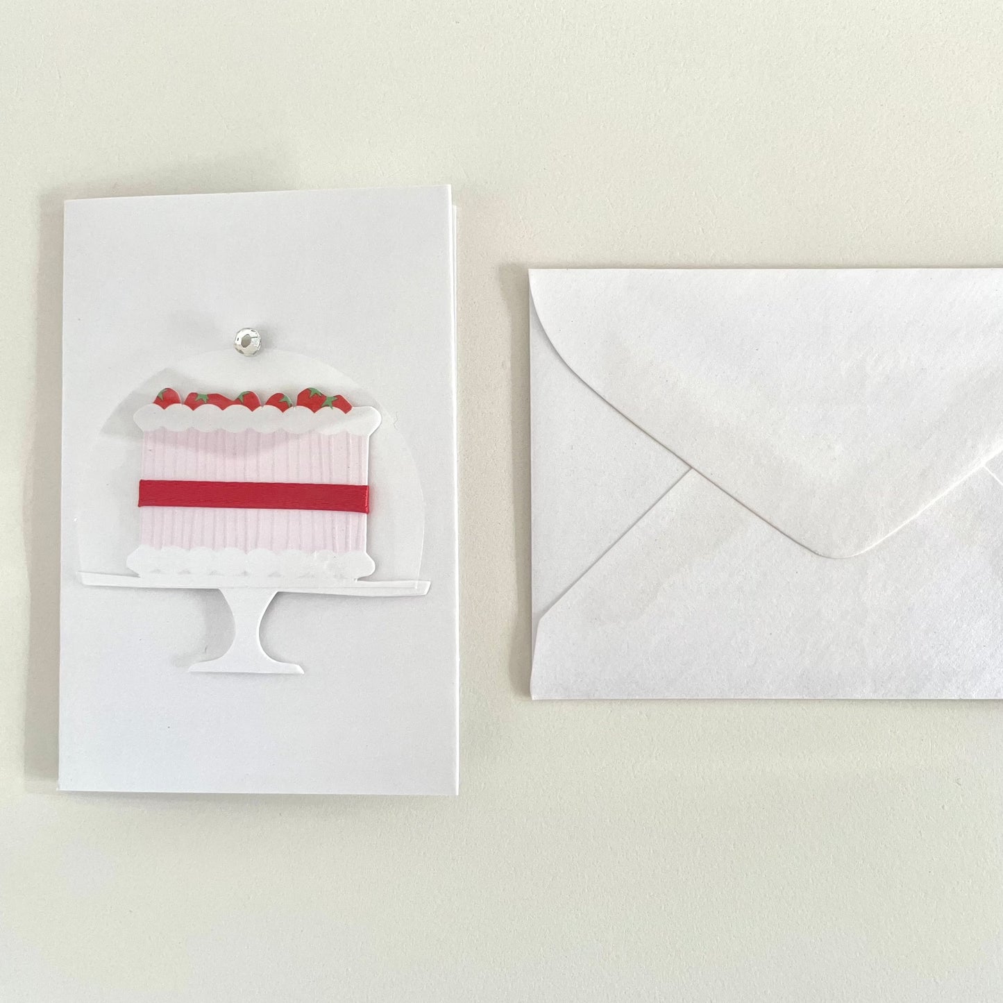 white pink and red 3D paper cake stand mini gift enclosure card
