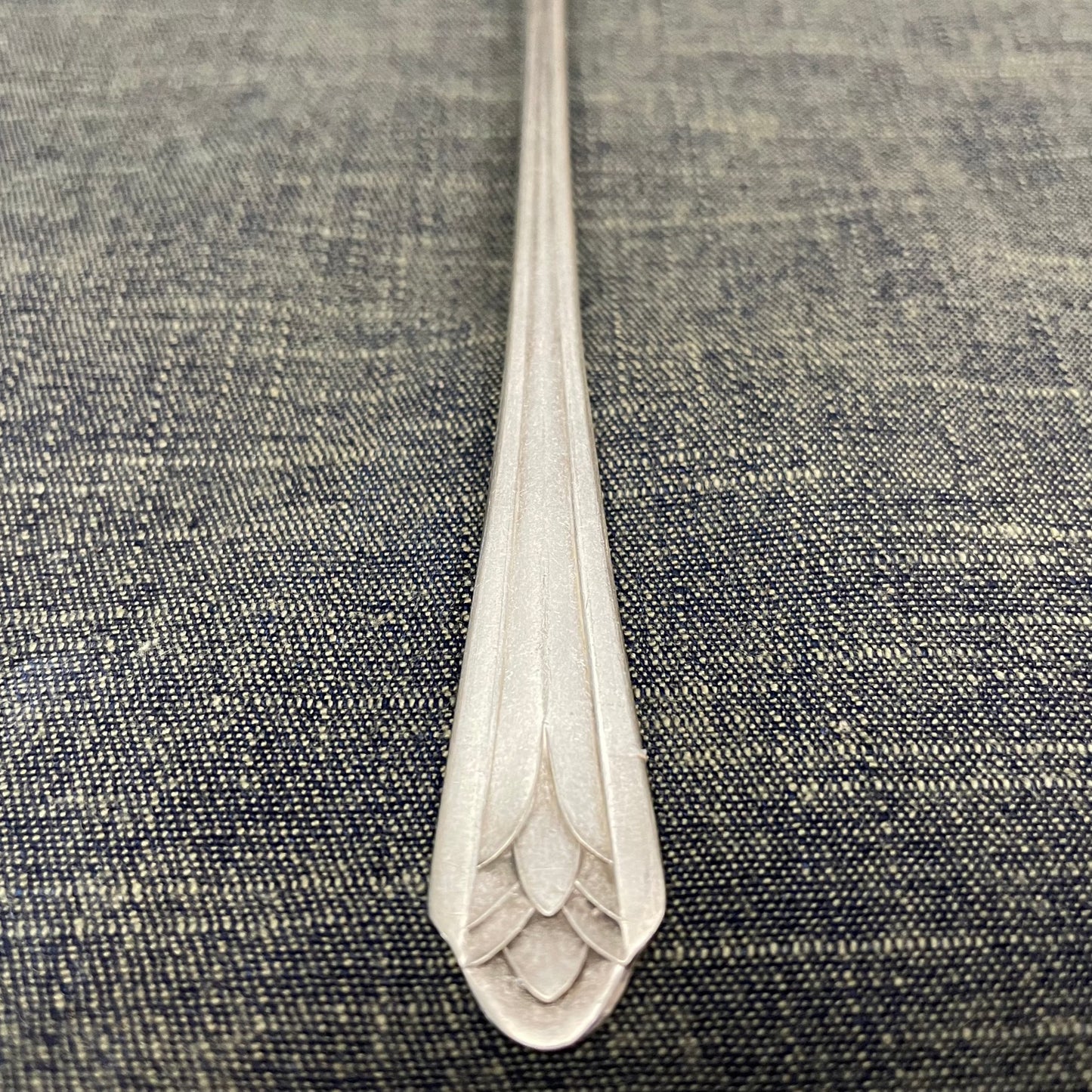 antique silver long handled teaspoon for serving jam or prop photography