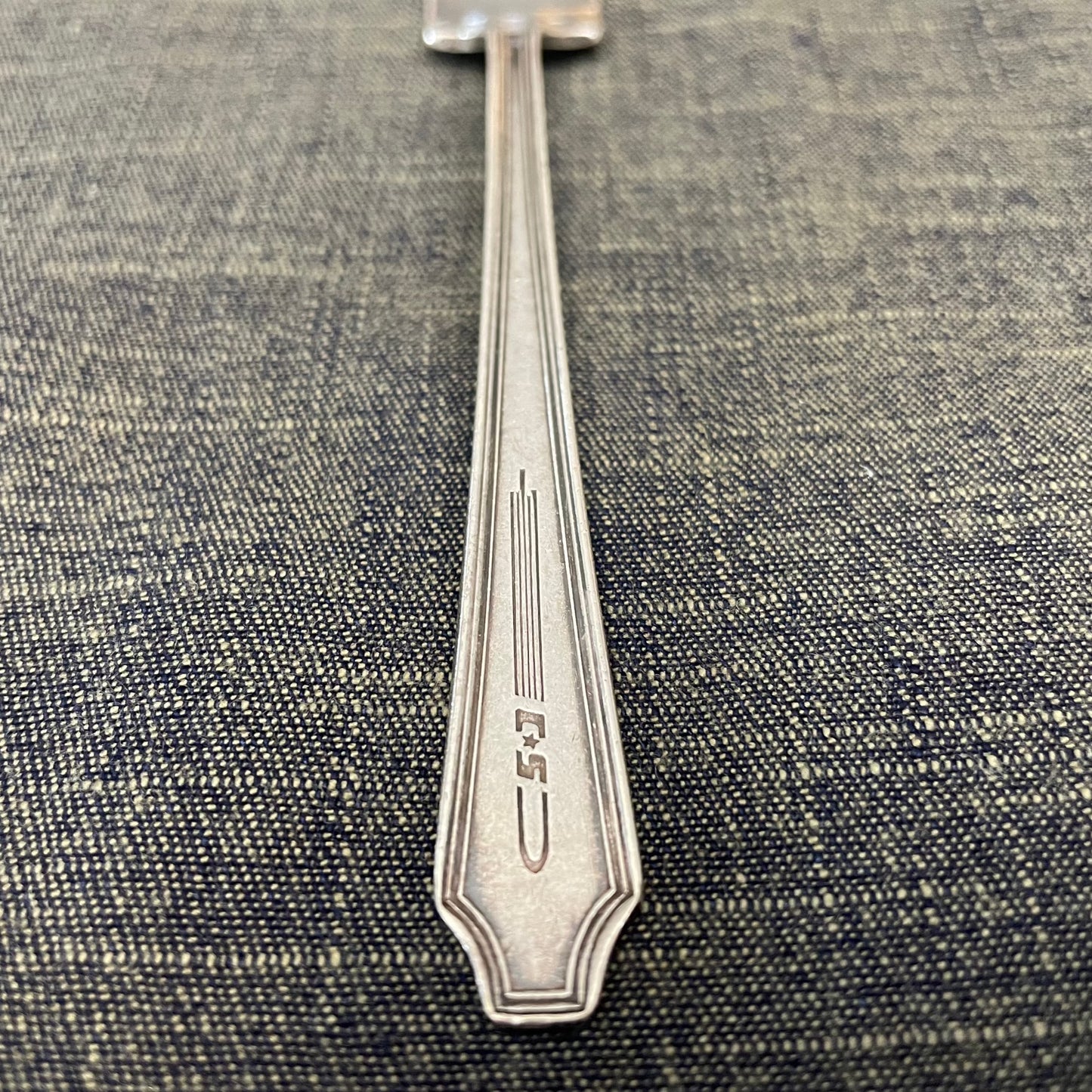 antique silver condiment server fork or prop photography