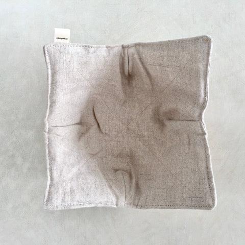 handmade neutral tan linen and cotton bowl wrap for hot soups and cold ice cream