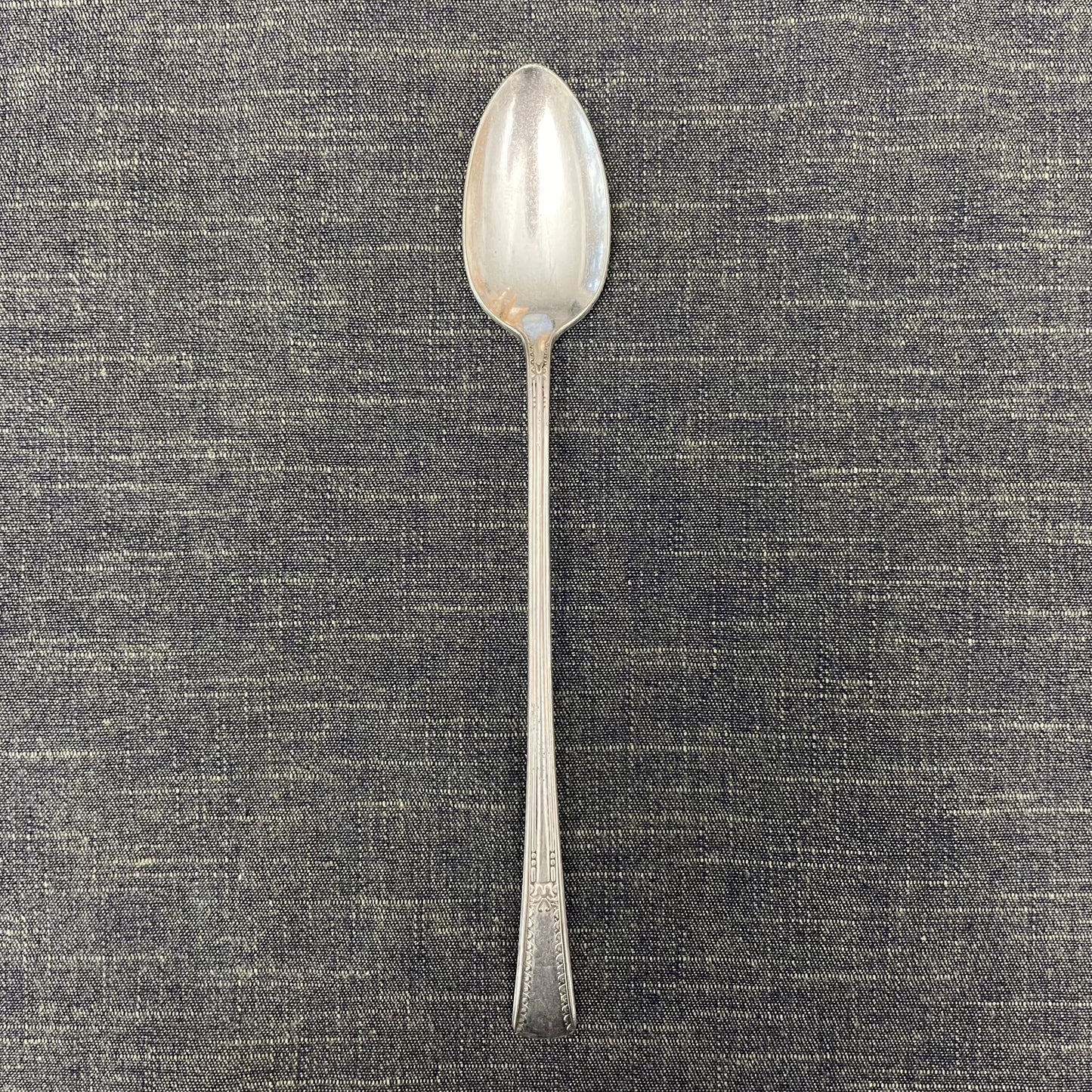 antique silver long handled teaspoon for serving jam or prop photography