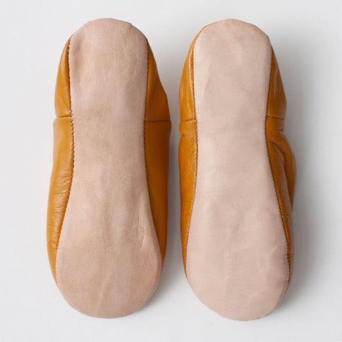 mustard ochre moroccan leather handmade babouche slippers