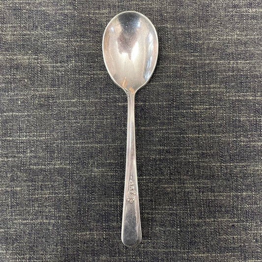 antique silver small serving spoon for serving or prop photography