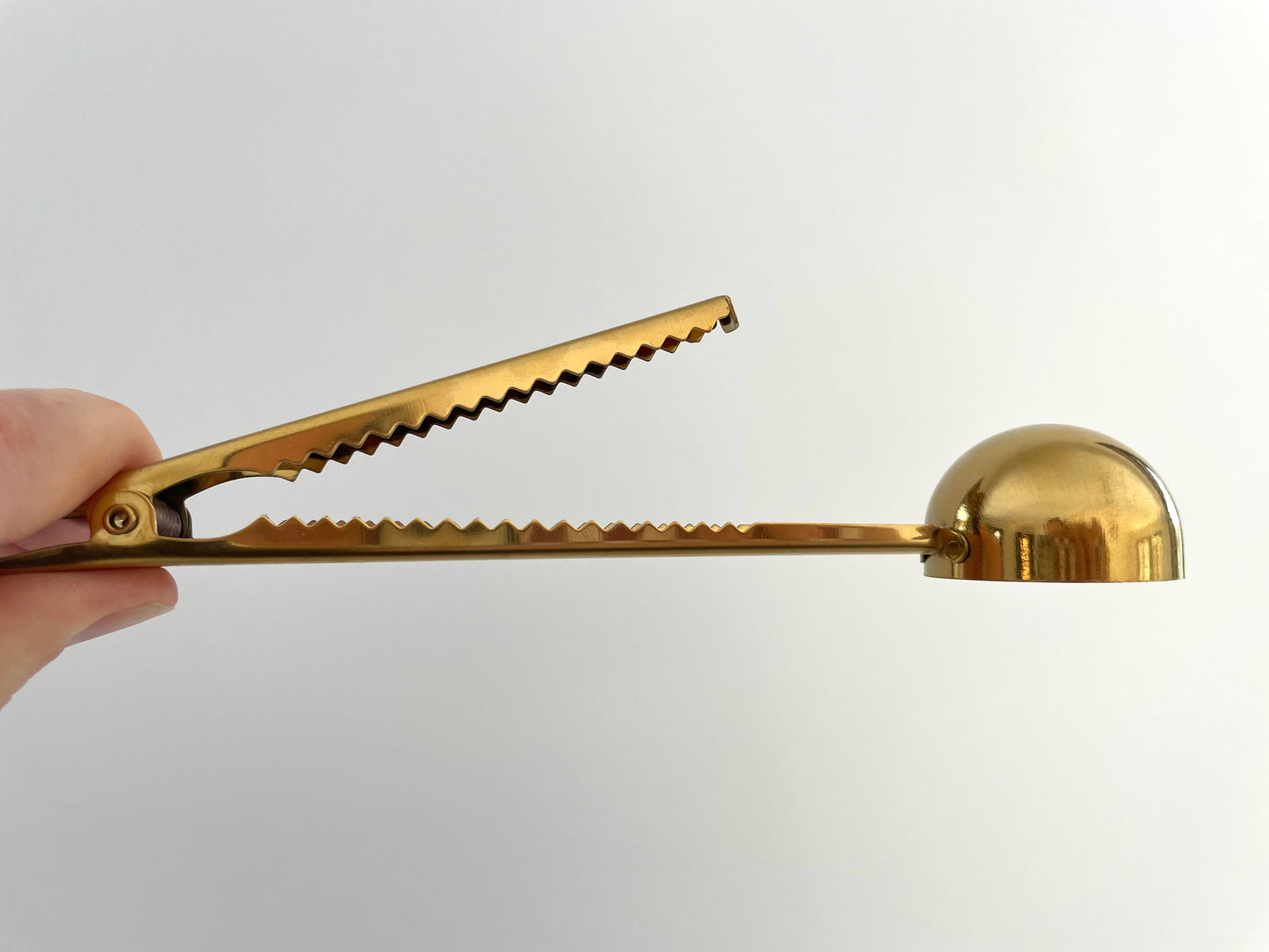 gold stainless steel metal coffee scoop with clip