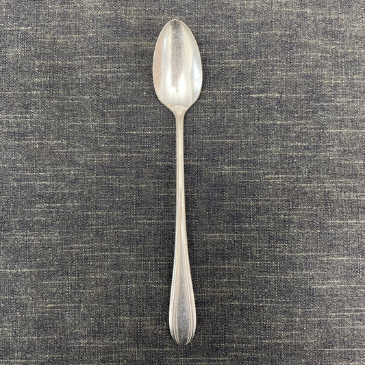 antique silver long handled teaspoon for serving jam or prop photography