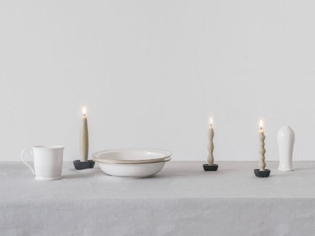 black solid casted iron Takazawa Candle Koma candle stand