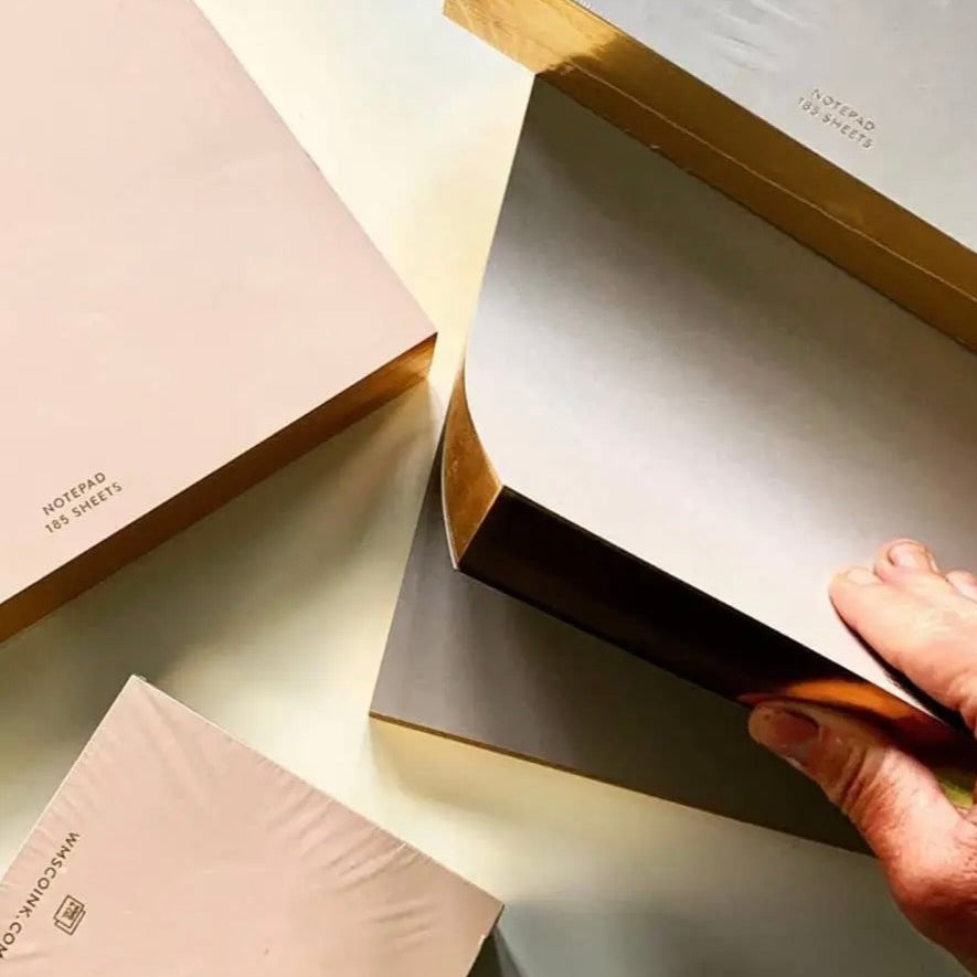 desk note pads - blush w/ gold edge