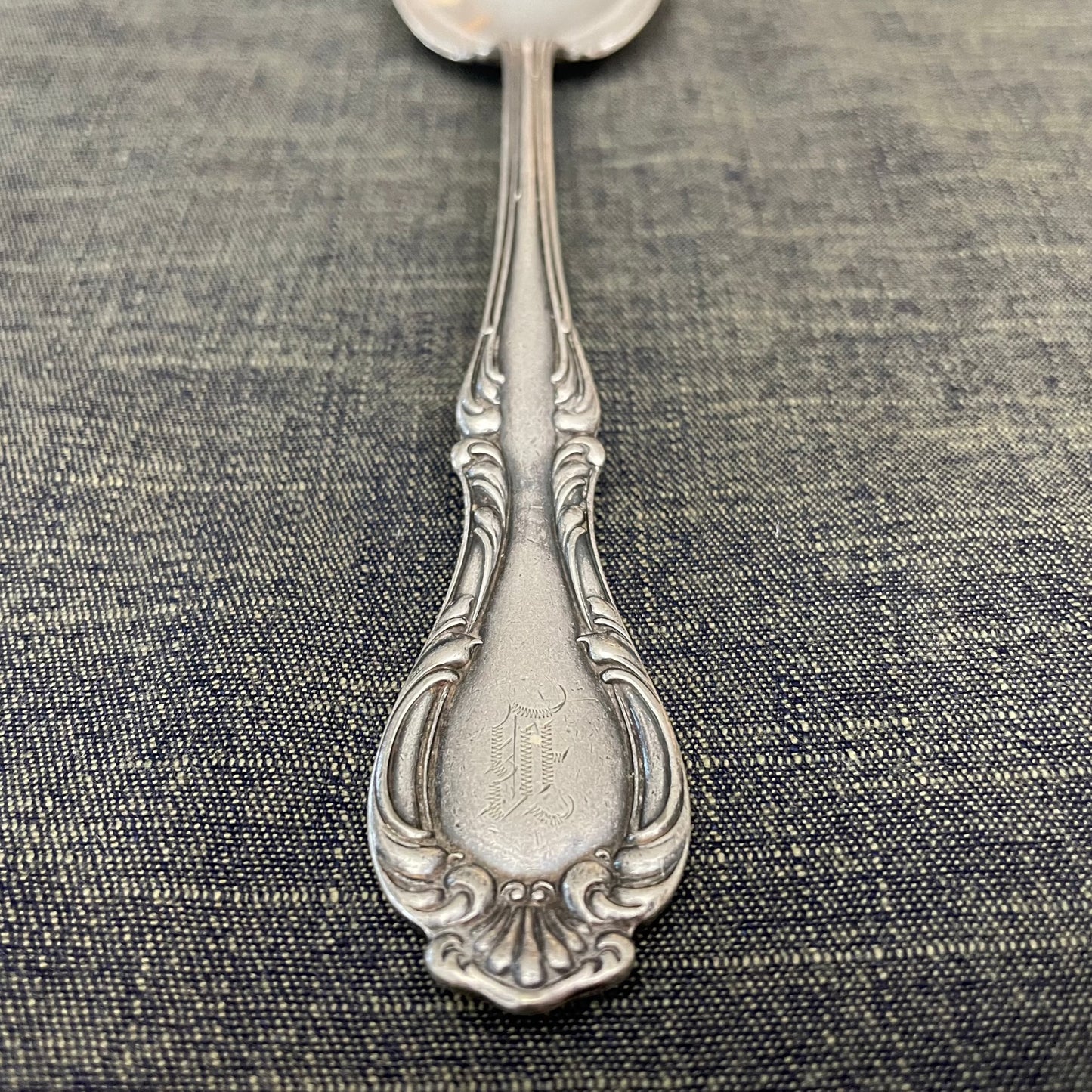 antique silver serving spoon or prop photography